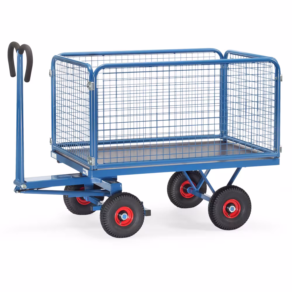 Handpritschenwagen Drahtgitter 600 mm Baukasten-System aus Profilstahl geschweißt, pulverbeschichtet RAL 5007 aus der Kategorie Handwagen/Pritschenwagen