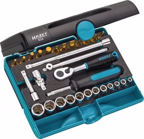 Set di chiavi a bussola Hazet 854 da 30 pezzi, 1/4 di pollice, 4-14 mm, 90 denti, 6 punte Set di chiavi a bussola 854, 30 pezzi, 1/4 di pollice, 4-14 mm, 90 denti, 6 punte, colore HAZET, della categoria "Assortimento di chiavi a bussola 1/4" con codice articolo 4000820539