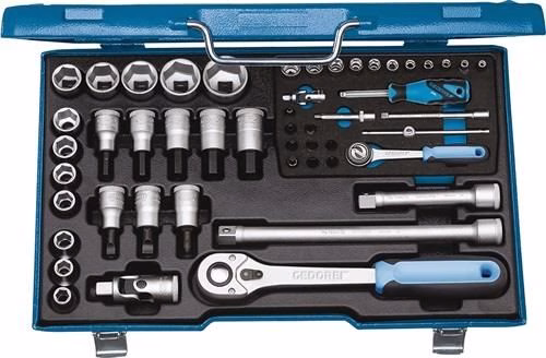 Coffret de clés à douille 19 V20U-10, 50 pièces, entraînement 1/4" + 1/2", 4-30 mm, 72/48 dents, 6 pans, GEDORE, de la catégorie assortiment de clés à douille 1/4", numéro d'article 4000820550