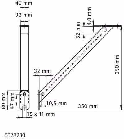 Technische Zeichnung 4012726 Stützbalken für Schiene WM0, 1, 15, 2, 30, 300 mm für Schiene WM0, 1, 15, 2, 30, 300 mm WALRAVEN