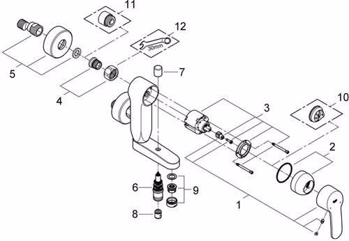 GROHE Einhebel-Wannenbatterie Eurostyle C Vertica 23301 Wandmontage chrom
