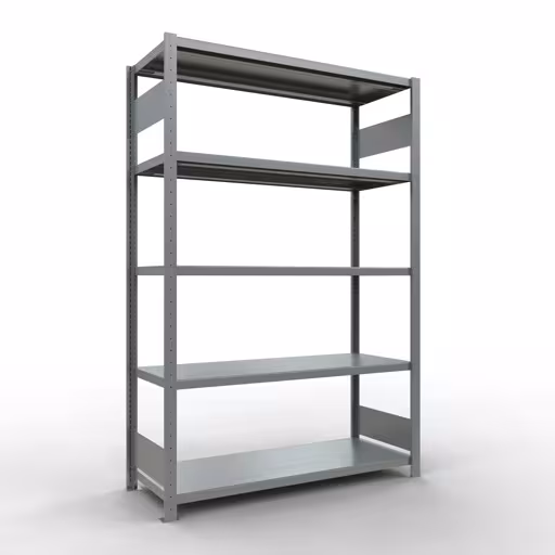 Grundregal, Fachbodenregal Stecksystem MULTIplus250, 2000 x 1300 x 500 mm (HxBxT), 5 Fachböden, Längenriegel, verzinkt aus der Kategorie Grundregal mit der Artikelnummer 12950-130-LR