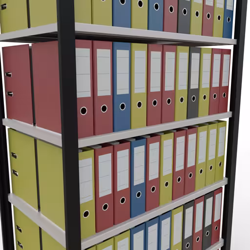 Zusatzbild des Artikels Grundregal, Büro-Fachbodenregal Stecksystem MULTIplus150, 2300 x 1000 x 600 mm (HxBxT), 7 Fachböden, Längenriegel, ohne Mittelanschlag, schwarz/lichtgrau aus Stecksystem