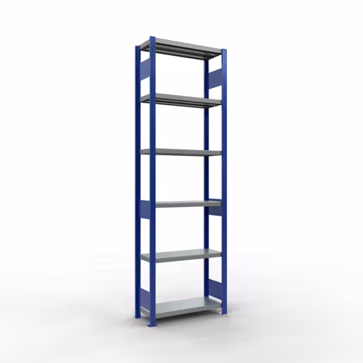 Grundregal, Fachbodenregal Stecksystem MULTIplus250, 2500 x 750 x 300 mm (HxBxT), 6 Fachböden, Längenriegel, RAL 5010 enzianblau/verzinkt/verzinkt von der Marke Schulte Lagertechnik Grundregal, Fachbodenregal Stecksystem MULTIplus250, 2500 x 750 x 300 mm (HxBxT), 6 Fachböden, Längenriegel, RAL 5010 enzianblau/verzinkt/verzinkt aus der Kategorie Grundregal mit der Artikelnummer 12931-75-LR-B