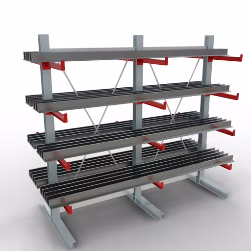 K 3000 Komplettregal, doppelseitig, 2500 x 2600 x 600 mm, RAL 7001 / RAL 3000, 5 Lagerebenen von Schulte Lagertechnik mit der Artikelnr. 27720