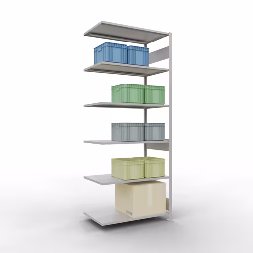 Produktbild Nr 15 des Artikels Anbauregal, Fachbodenregal Stecksystem MULTIplus85, 2500 x 1000 x 600 mm (HxBxT), 6 Fachböden, Längenriegel, RAL 7035 lichtgrau Abbildung Nr 15 des Artikels Anbauregal, Fachbodenregal Stecksystem MULTIplus85, 2500 x 1000 x 600 mm (HxBxT), 6 Fachböden, Längenriegel, RAL 7035 lichtgrau aus der Produktgruppe Stecksystem von der Marke Schulte Lagertechnik