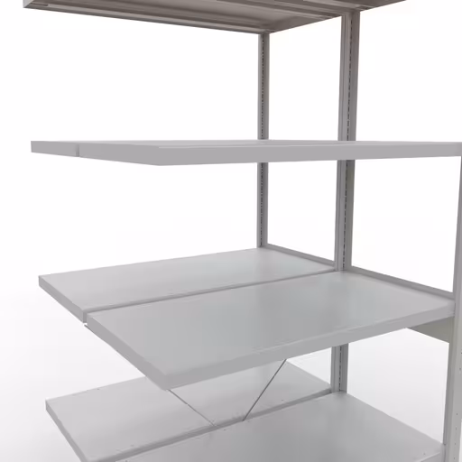 Anbauregal, Doppelregal, Fachbodenregal Stecksystem MULTIplus250, 2500 x 1000 x (2x500) mm (HxBxT), 2x6 Fachböden, Kreuzstrebe, RAL 7035 lichtgrau mit der Artikelnr. 32156-A Anbauregal, Doppelregal, Fachbodenregal Stecksystem MULTIplus250, 2500 x 1000 x (2x500) mm (HxBxT), 2x6 Fachböden, Kreuzstrebe, RAL 7035 lichtgrau von Schulte Lagertechnik aus der Kategorie Fachbodenregale