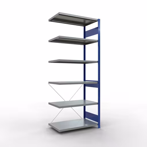 Anbauregal, Fachbodenregal Stecksystem MULTIplus330, 2500 x 1000 x 600 mm (HxBxT), 6 Fachböden, Kreuzstrebe, RAL 5010 enzianblau/verzinkt von der Marke Schulte Lagertechnik Anbauregal, Fachbodenregal Stecksystem MULTIplus330, 2500 x 1000 x 600 mm (HxBxT), 6 Fachböden, Kreuzstrebe, RAL 5010 enzianblau/verzinkt aus der Kategorie Anbauregal mit der Artikelnummer 13966-B