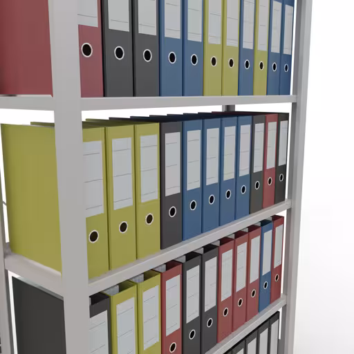 Abbildung Nr 8 des Artikels Grundregal, Büro-Fachbodenregal Stecksystem MULTIplus85, 2000 x 1000 x 300 mm (HxBxT), 6 Fachböden, Kreuzstrebe, mit Anschlagleiste, lichtgrau aus der Produktgruppe Büroregale von der Marke Schulte Lagertechnik