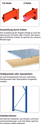 Zusatzbild des Artikels Anbauregal, Weitspannregal mit Stahlpaneelen W 100, 2500 x 2140 x 1000 mm, blau/orange/verzinkt, 4 Ebenen, Fachlast 899 kg aus W100 für Fachlasten bis 1050kg