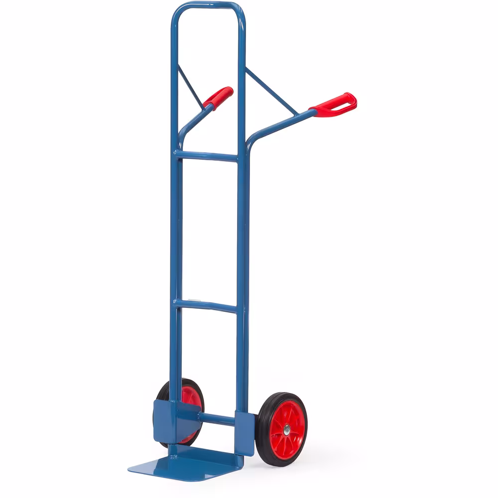 Stapelkarre 1600 mm Stahlrohr-Stapelkarre mit Stahlblechschaufel, stabile Schweißkonstruktion, pulverbeschichtet blau RAL 5007 Typ Bereifung: Vollgummi aus der Kategorie Karren mit der Artikelnr. B1327V