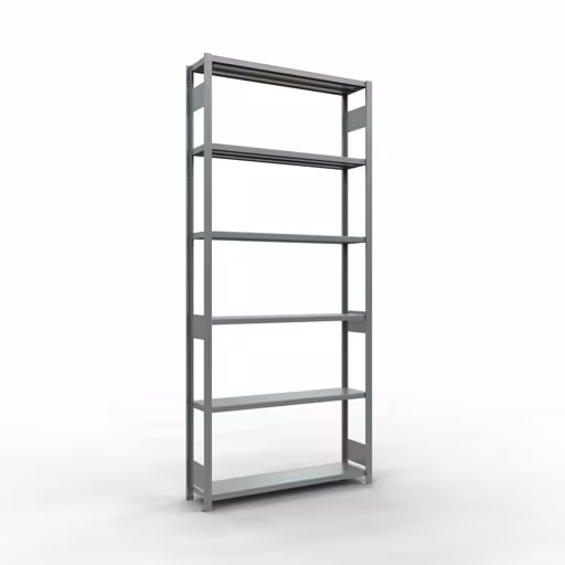 Grundregal, Fachbodenregal Stecksystem MULTIplus250, 3000 x 1300 x 300 mm (HxBxT), 7 Fachböden, Längenriegel, verzinkt aus der Kategorie Grundregal mit der Artikelnummer 12932-130-LR