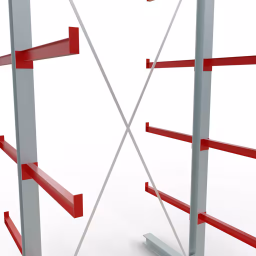 K 6000 Komplettregal, doppelseitig, 3000 x 1500 x 2x 750 mm, RAL 7001 / RAL 3000, 5 Lagerebenen aus der Kategorie K6000 für schwere Güter mit der GTIN 4058255011247 K 6000 Komplettregal, doppelseitig, 3000 x 1500 x 2x 750 mm, RAL 7001 / RAL 3000, 5 Lagerebenen von der Marke Schulte Lagertechnik aus der Produktreihe Kragarmregale