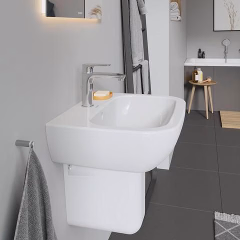 Waschtisch D-Code 550x430mm weiß 1 Hahnloch, mit Überlauf DURAVIT