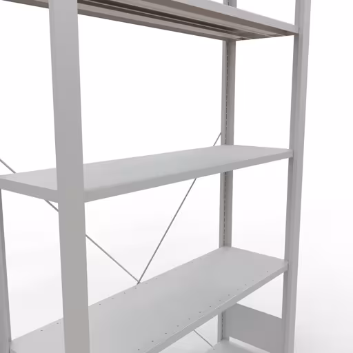 Grundregal, Büro-Fachbodenregal Stecksystem MULTIplus85, 1800 x 1000 x 300 mm (HxBxT), 5 Fachböden, Kreuzstrebe, ohne Anschlagleiste, lichtgrau aus der Kategorie Stecksystem mit der GTIN 4004514232656 Grundregal, Büro-Fachbodenregal Stecksystem MULTIplus85, 1800 x 1000 x 300 mm (HxBxT), 5 Fachböden, Kreuzstrebe, ohne Anschlagleiste, lichtgrau von der Marke Schulte Lagertechnik aus der Produktreihe Büroregale