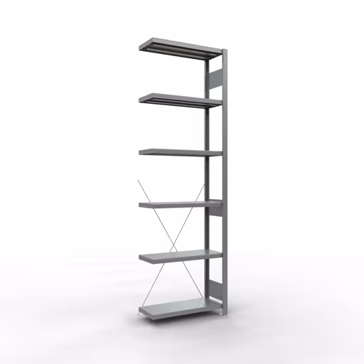 Anbauregal, Fachbodenregal Stecksystem MULTIplus250, 2500 x 750 x 300 mm (HxBxT), 6 Fachböden, Kreuzstrebe, verzinkt von der Marke Schulte Lagertechnik Anbauregal, Fachbodenregal Stecksystem MULTIplus250, 2500 x 750 x 300 mm (HxBxT), 6 Fachböden, Kreuzstrebe, verzinkt aus der Kategorie Anbauregal mit der Artikelnummer 12936-75