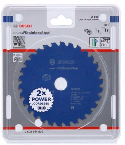 Detailbild 4118520 Kreissägeblatt EXPERT Stainless Steel Außen-Ø 136 mm Zähnezahl 30 Bohrung 20 mm Schnittbreite 1,5 mm HM HLTCG BOSCH