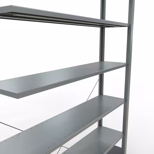 Abbildung Nr 13 des Artikels Anbauregal, Büro-Fachbodenregal Stecksystem MULTIplus85, 2300 x 1300 x 300 mm (HxBxT), 7 Fachböden, Kreuzstrebe, verzinkt, ohne Anschlagleiste aus der Produktgruppe Büroregale von der Marke Schulte Lagertechnik
