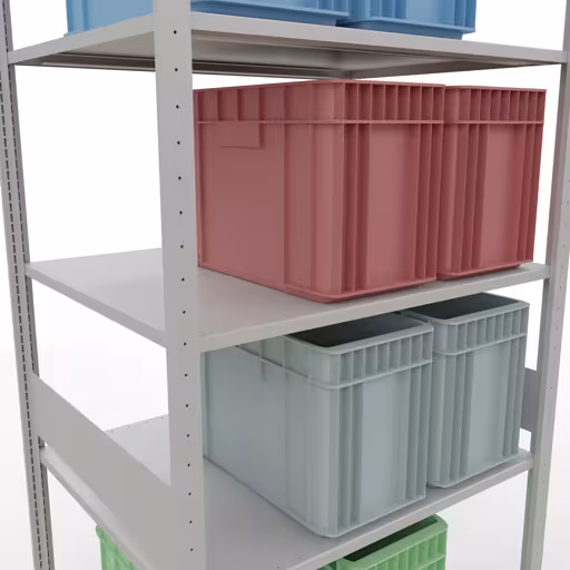 Grundregal, Fachbodenregal Stecksystem MULTIplus150, 3000 x 1000 x 800 mm (HxBxT), 7 Fachböden, Längenriegel, RAL 7035 lichtgrau mit der GTIN 4004514293510 Grundregal, Fachbodenregal Stecksystem MULTIplus150, 3000 x 1000 x 800 mm (HxBxT), 7 Fachböden, Längenriegel, RAL 7035 lichtgrau von Schulte Lagertechnik mit der Artikelnr. 32682-LR