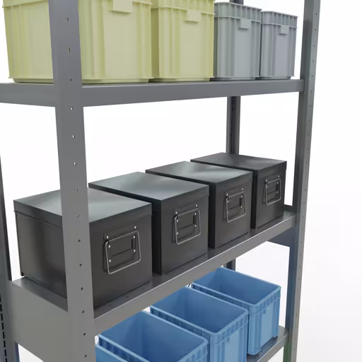 Abbildung Nr 14 des Artikels Grundregal, Fachbodenregal Stecksystem MULTIplus330, 2500 x 1000 x 300 mm (HxBxT), 6 Fachböden, Kreuzstrebe, verzinkt aus der Produktgruppe Stecksystem von der Marke Schulte Lagertechnik