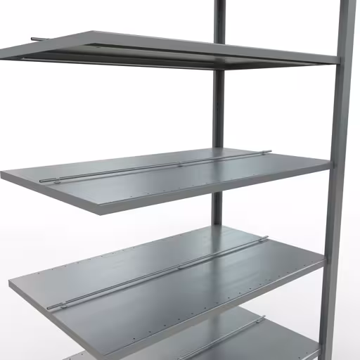 Abbildung Nr 10 des Artikels Anbauregal, Büro-Fachbodenregal Stecksystem MULTIplus150, 2300 x 1000 x 600 mm (HxBxT), 7 Fachböden, Längenriegel, verzinkt, mit Mittelanschlag aus der Produktgruppe Büroregale von der Marke Schulte Lagertechnik