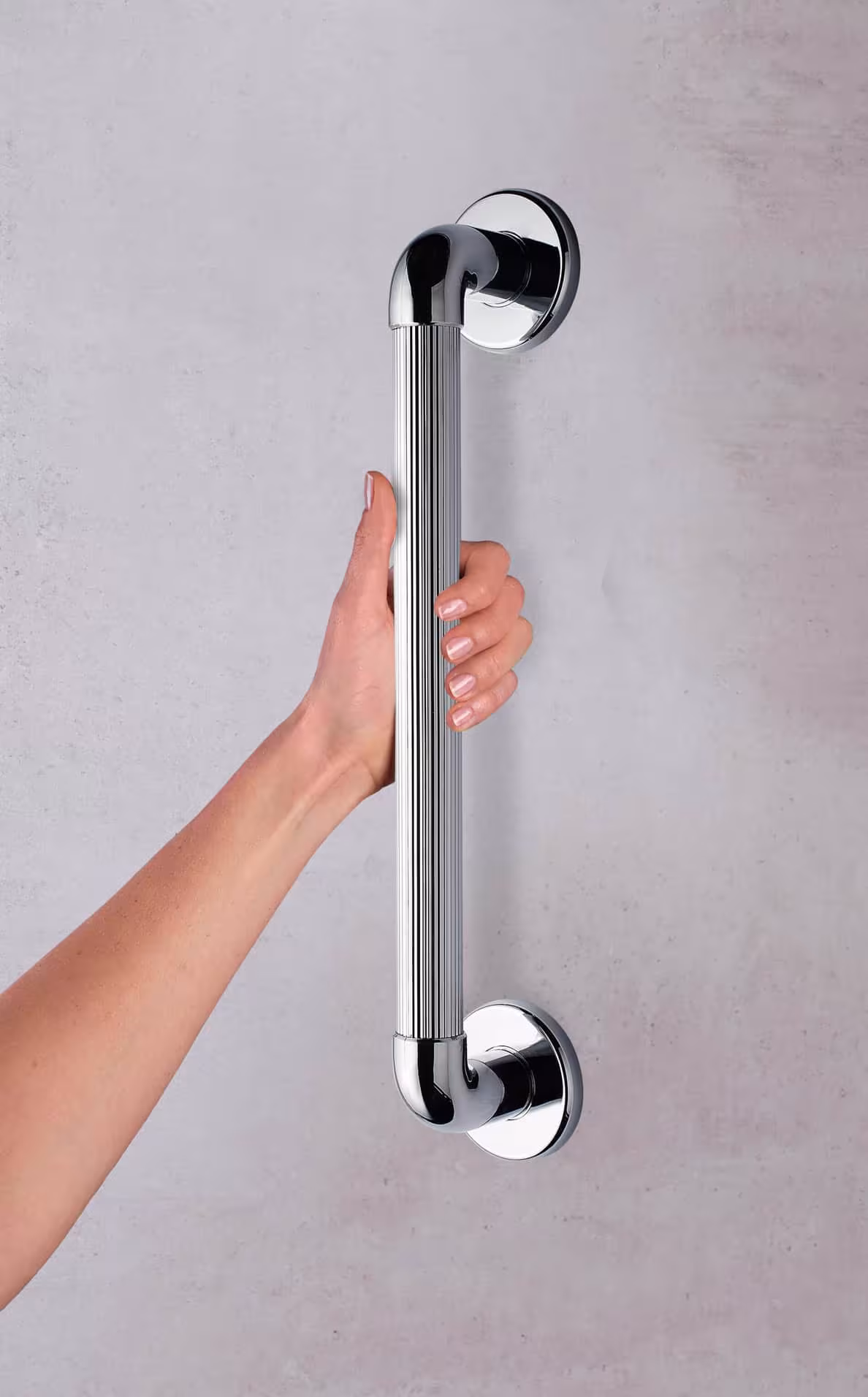 Haltegriff Max M, chromfarben glänzend, ABS mit der GTIN 4006956105116 Haltegriff Max M, chromfarben glänzend, ABS von Ridder mit der Artikelnr. A1014537