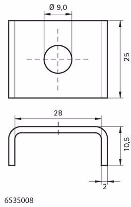 Walraven Unterlegscheibe U-förmig sendzimirverzinkt 25 x 28 x 10,5 / Loch 9,0 - für 27 x 18