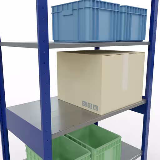 Produktbild Nr 14 des Artikels Grundregal, Fachbodenregal Stecksystem MULTIplus85, 2500 x 1000 x 600 mm (HxBxT), 6 Fachböden, Kreuzstrebe, RAL 5010 enzianblau Abbildung Nr 14 des Artikels Grundregal, Fachbodenregal Stecksystem MULTIplus85, 2500 x 1000 x 600 mm (HxBxT), 6 Fachböden, Kreuzstrebe, RAL 5010 enzianblau aus der Produktgruppe Stecksystem von der Marke Schulte Lagertechnik