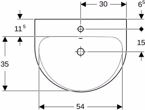 Waschtisch Renova mit Hahnloch, mit Überlauf 600 x 480 mm weiß GEBERIT