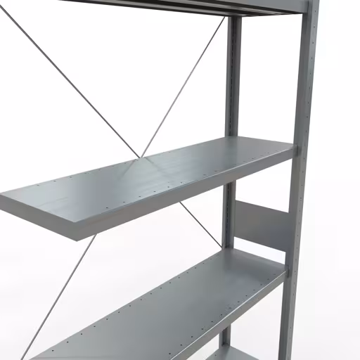 Anbauregal, Fachbodenregal Stecksystem MULTIplus250, 3000 x 1000 x 300 mm (HxBxT), 7 Fachböden, Kreuzstrebe, verzinkt von der Marke Schulte Lagertechnik aus der Produktreihe Stecksystem