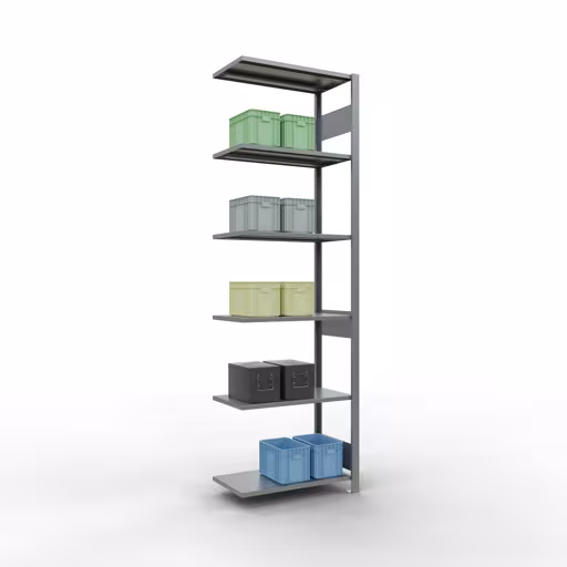 Anbauregal, Fachbodenregal Stecksystem MULTIplus150, 2500 x 750 x 400 mm (HxBxT), 6 Fachböden, Längenriegel, verzinkt mit der Artikelnr. 12746-75-LR Anbauregal, Fachbodenregal Stecksystem MULTIplus150, 2500 x 750 x 400 mm (HxBxT), 6 Fachböden, Längenriegel, verzinkt von Schulte Lagertechnik aus der Kategorie Stecksystem