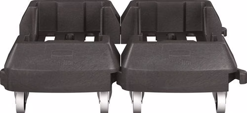 Brouette à 4 roulettes pivotantes, bac de recyclage de 60 L, noire, marque RUBBERMAID Chariot à 4 roulettes pivotantes, bac de recyclage noir de 60 l, RUBBERMAID, de la catégorie châssis palette, référence 9000468569