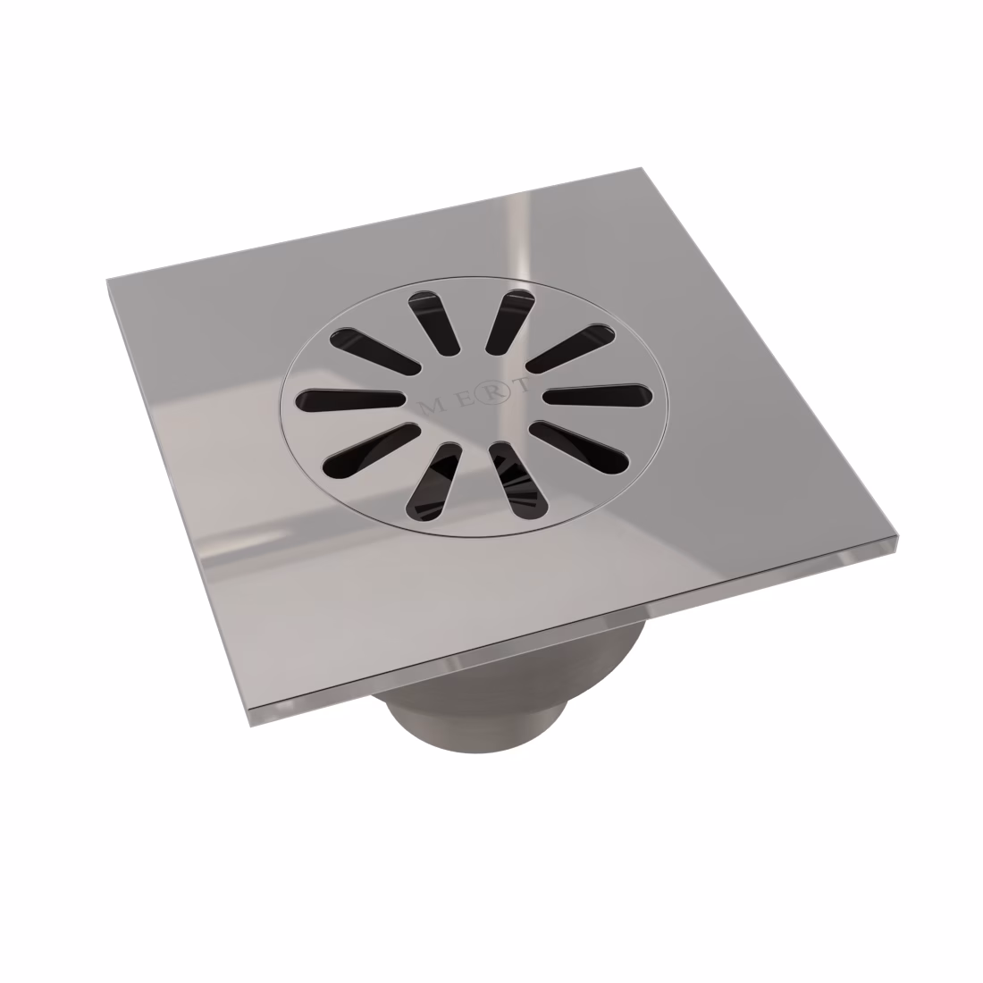 MERT Bodenablauf HK-SERIE komplett aus Edelstahl mit Rost, 100x100 mm, senkrecht