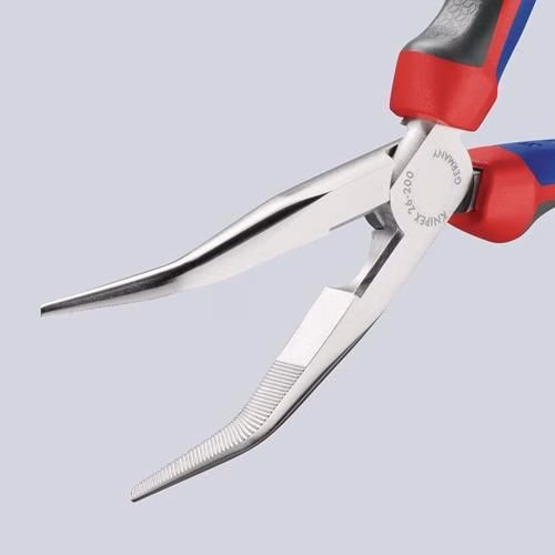 Flachrundzange Länge 200mm verchromt 40Grad gewinkelt Comfort-Griff KNIPEX