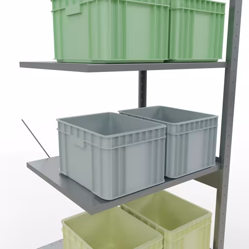 Andere Ansicht des Artikels Anbauregal, Fachbodenregal Stecksystem MULTIplus150, 2500 x 750 x 600 mm (HxBxT), 6 Fachböden, Kreuzstrebe, verzinkt Andere Ansicht des Artikels Anbauregal, Fachbodenregal Stecksystem MULTIplus150, 2500 x 750 x 600 mm (HxBxT), 6 Fachböden, Kreuzstrebe, verzinkt aus der Kategorie Stecksystem