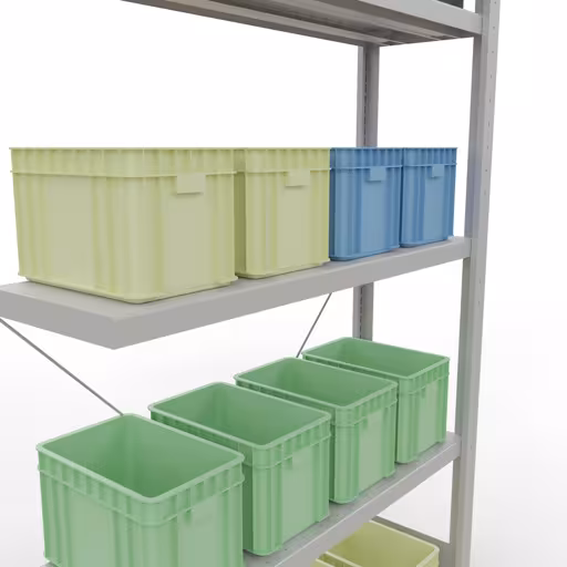 Abbildung Nr 13 des Artikels Anbauregal, Fachbodenregal Stecksystem MULTIplus330, 2000 x 1000 x 300 mm (HxBxT), 5 Fachböden, Kreuzstrebe, RAL 7035 lichtgrau aus der Produktgruppe Stecksystem von der Marke Schulte Lagertechnik