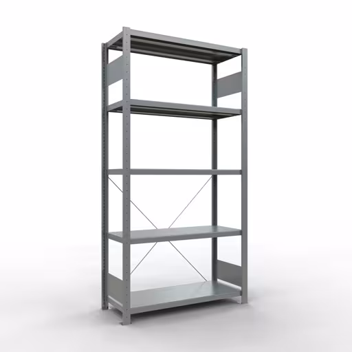 Abbildung Nr 14 des Artikels Grundregal, Fachbodenregal Stecksystem MULTIplus330, 2000 x 1000 x 400 mm (HxBxT), 5 Fachböden, Kreuzstrebe, verzinkt aus der Produktgruppe Stecksystem von der Marke Schulte Lagertechnik