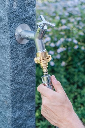 Übergangsstück GEKA plus Messing verchromt Klaue und Stecker GEKA