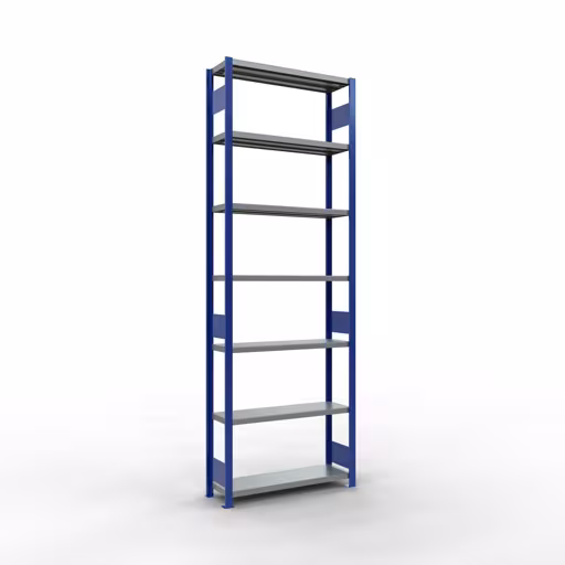 Grundregal, Fachbodenregal Stecksystem MULTIplus330, 3000 x 1000 x 300 mm (HxBxT), 7 Fachböden, Längenriegel, RAL 5010 enzianblau/verzinkt von der Marke Schulte Lagertechnik Grundregal, Fachbodenregal Stecksystem MULTIplus330, 3000 x 1000 x 300 mm (HxBxT), 7 Fachböden, Längenriegel, RAL 5010 enzianblau/verzinkt aus der Kategorie Grundregal mit der Artikelnummer 13932-LR-B