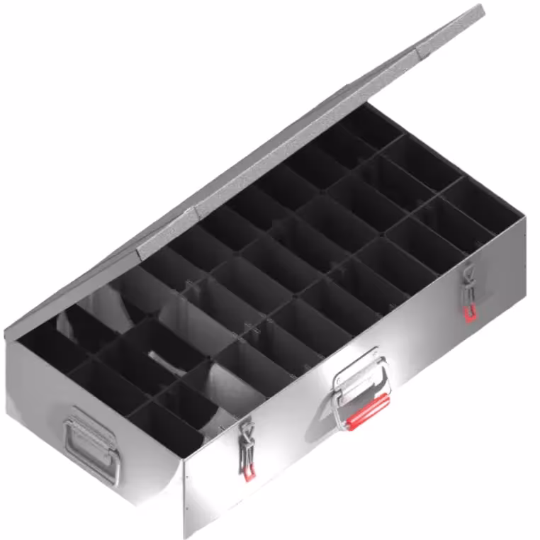 Fittingkoffer aus Stahlblech 12 Innenboxen mit der Artikelnr. IP036 Fittingkoffer aus Stahlblech 12 Innenboxen von Ortwein aus der Kategorie Werkstattausstattung