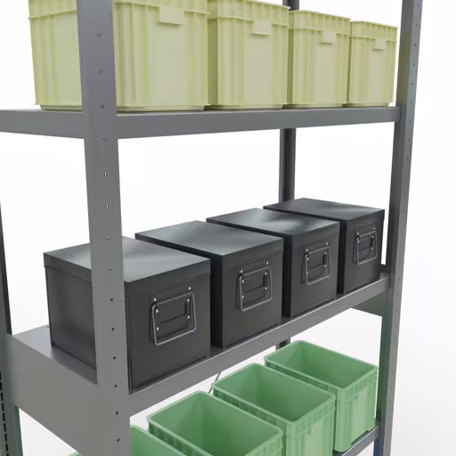 Grundregal, Fachbodenregal Stecksystem MULTIplus250, 2500 x 1000 x 400 mm (HxBxT), 6 Fachböden, Kreuzstrebe, verzinkt mit der Artikelnr. 12941 Grundregal, Fachbodenregal Stecksystem MULTIplus250, 2500 x 1000 x 400 mm (HxBxT), 6 Fachböden, Kreuzstrebe, verzinkt von Schulte Lagertechnik aus der Kategorie Stecksystem