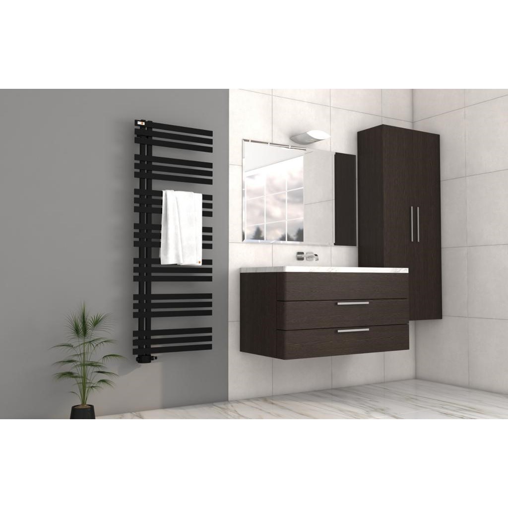 MERT Design Badheizkörper ELEN, Tiefschwarz RAL 9005 matt Struktur, 400x1000 mm