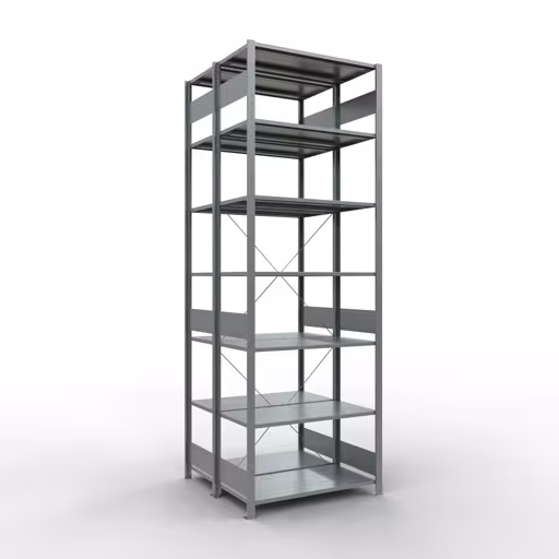 Grundregal, Doppelregal, Fachbodenregal Stecksystem MULTIplus150, 3000 x 1000 x (2x1000) mm (HxBxT), 2x7 Fachböden, Kreuzstrebe, verzinkt von der Marke Schulte Lagertechnik Grundregal, Doppelregal, Fachbodenregal Stecksystem MULTIplus150, 3000 x 1000 x (2x1000) mm (HxBxT), 2x7 Fachböden, Kreuzstrebe, verzinkt aus der Kategorie Doppelregale mit der Artikelnummer 13752