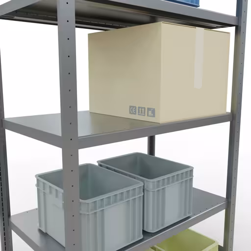 Abbildung Nr 10 des Artikels Grundregal, Fachbodenregal Stecksystem MULTIplus330, 2000 x 1000 x 600 mm (HxBxT), 5 Fachböden, Längenriegel, verzinkt aus der Produktgruppe Stecksystem von der Marke Schulte Lagertechnik