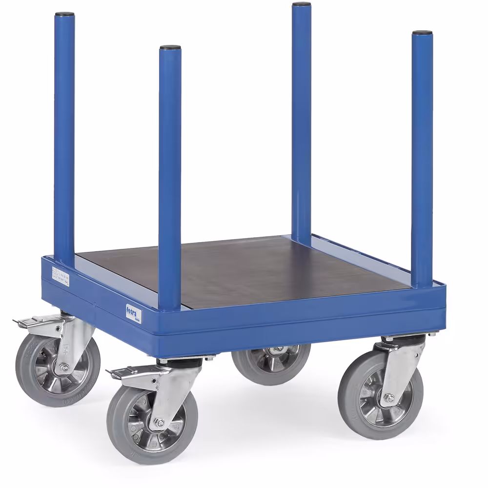 Langmaterial-Wagen 2110 Profilstahl-Konstruktion mit einsteckbaren Stahlrohr-Rungen, pulverbeschichtet, blau RAL 5007, Wasserfeste Holzplattform aus der Kategorie Wagen mit der Artikelnummer 2110