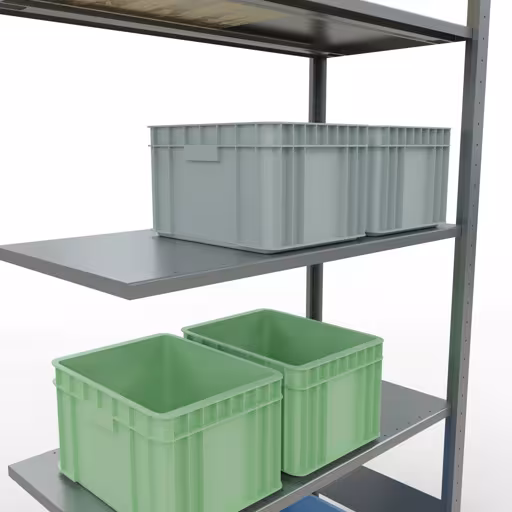 Zusatzbild des Artikels Anbauregal, Fachbodenregal Stecksystem MULTIplus85, 2000 x 1000 x 500 mm (HxBxT), 5 Fachböden, Längenriegel, verzinkt aus Anbauregal