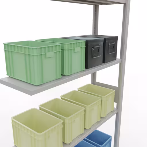 Anbauregal, Fachbodenregal Stecksystem MULTIplus150, 3000 x 1000 x 300 mm (HxBxT), 7 Fachböden, Längenriegel, RAL 7035 lichtgrau von Schulte Lagertechnik mit der Artikelnr. 32637-LR