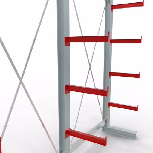 Produktbild Nr 11 des Artikels K 3000 Komplettregal, einseitig, 2500 x 2600 x 500 mm, RAL 7001 / RAL 3000, 5 Lagerebenen Abbildung Nr 11 des Artikels K 3000 Komplettregal, einseitig, 2500 x 2600 x 500 mm, RAL 7001 / RAL 3000, 5 Lagerebenen aus der Produktgruppe Kragarmregale von der Marke Schulte Lagertechnik