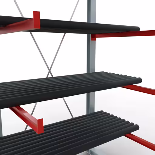 K 6000 Komplettregal, einseitig, 3000 x 1500 x 1250 mm, RAL 7001 / RAL 3000, 5 Lagerebenen von der Marke Schulte Lagertechnik aus der Produktreihe Kragarmregale