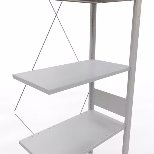 Zusatzbild des Artikels Anbauregal, Fachbodenregal Stecksystem MULTIplus150, 3000 x 750 x 400 mm (HxBxT), 7 Fachböden, Kreuzstrebe, RAL 7035 lichtgrau Zusatzbild des Artikels Anbauregal, Fachbodenregal Stecksystem MULTIplus150, 3000 x 750 x 400 mm (HxBxT), 7 Fachböden, Kreuzstrebe, RAL 7035 lichtgrau aus Anbauregal